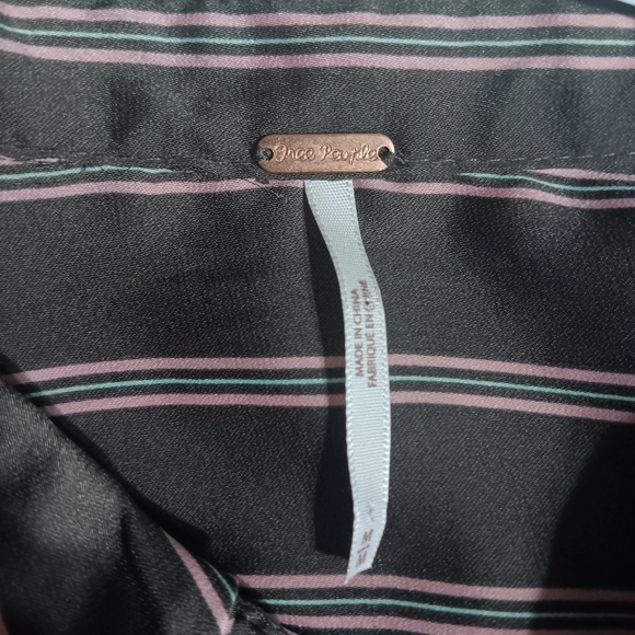 Free People Black and Pink Casual Button Down Shirt - Picture 4 of 10